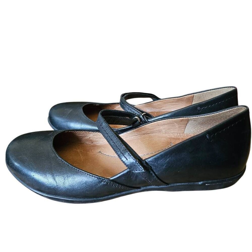 Dansko Women's Nanette Mary Jane Flat Black Nappa Size 7 (37)